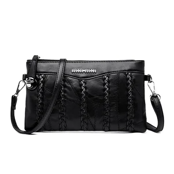 Женская черная сумка через плечо, кожаная женская сумка, высококачественный клатч, Маленькая женская сумка-мессенджер, кошелек, сумка для телефона